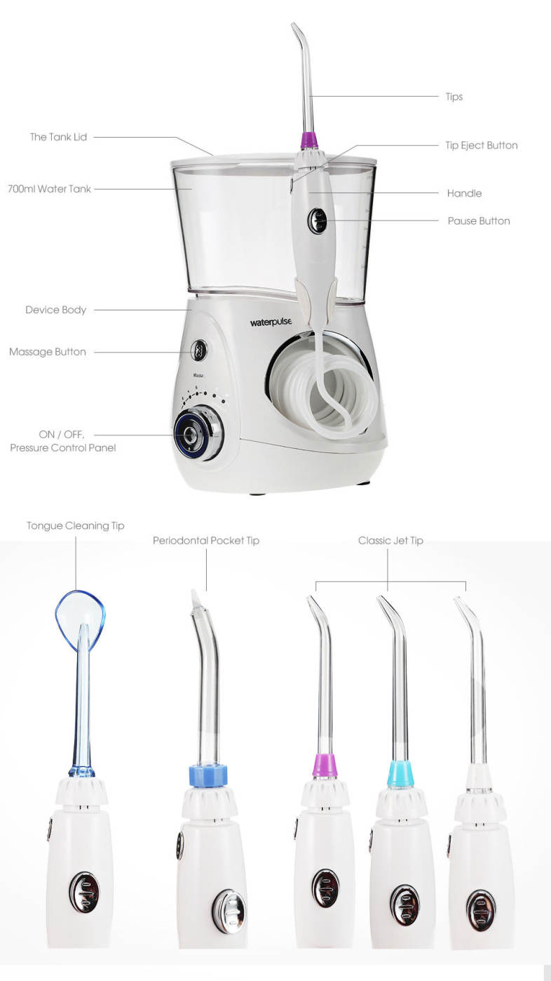 Waterpulse V660 Dental Flosser Water Jet Oral Care Teeth Cleaner Irrigator