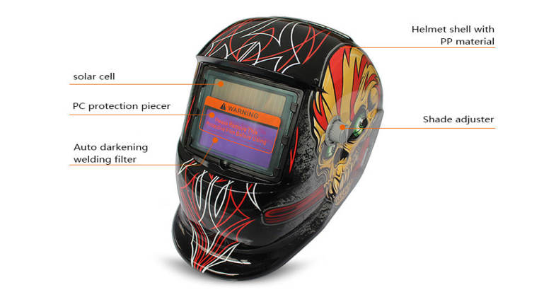 Solar Energy Automatic Changeable Light Electric Welding Protective Helmet with Film Character Pattern
