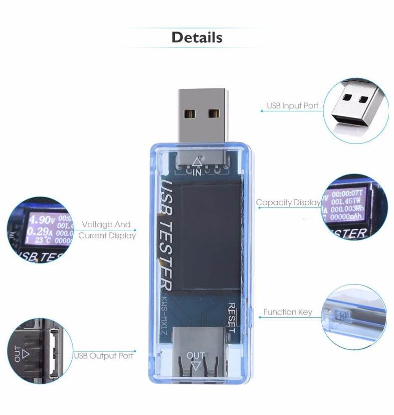 KWS - 017 USB Tester Multi-functional Voltage Current Charging Detector