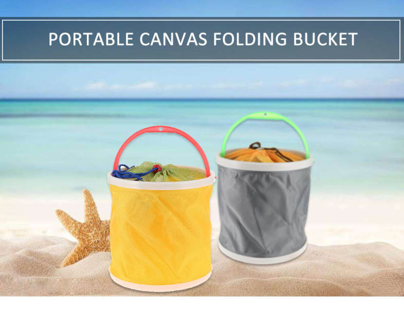 Portable Canvas Folding Bucket for Outdoor Camping Fishing Car Washing