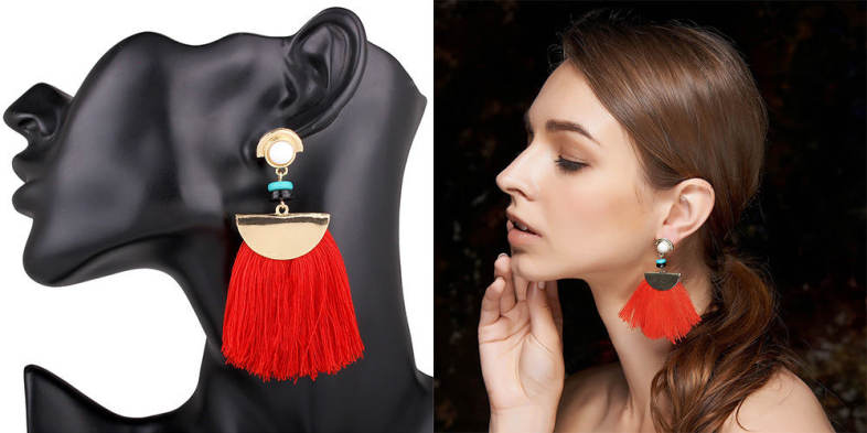Women Faddish Tassel Threader Drop Earrings 