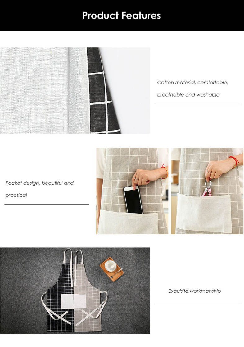 Kitchen Fashion Cotton Oil Proof Comfortable Apron