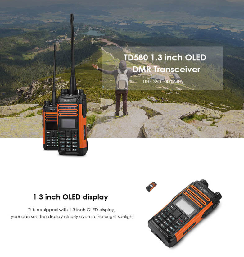 Hytera TD580 Portable UHF 350 - 470MHz DMR Transceiver LED Display