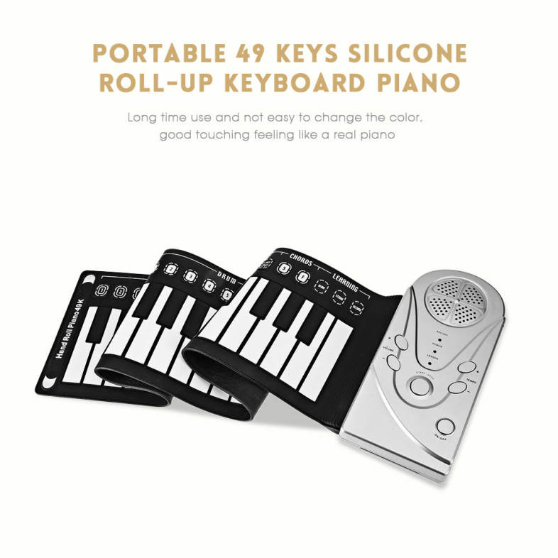 49 Keys Silicone Foldable Electronic Digital Roll-up Keyboard Piano with Speaker