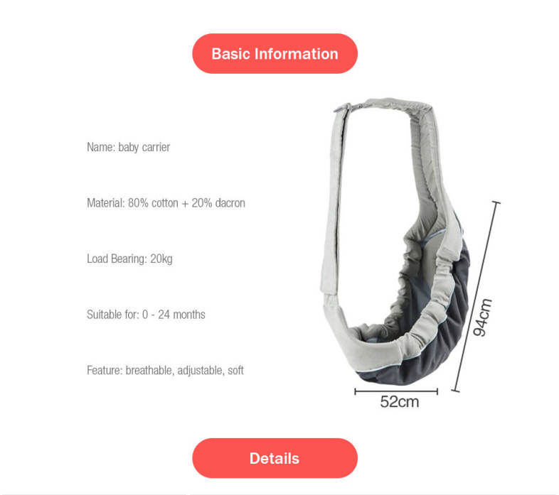 Newborn Baby Carrier Bag Cradle Sling 