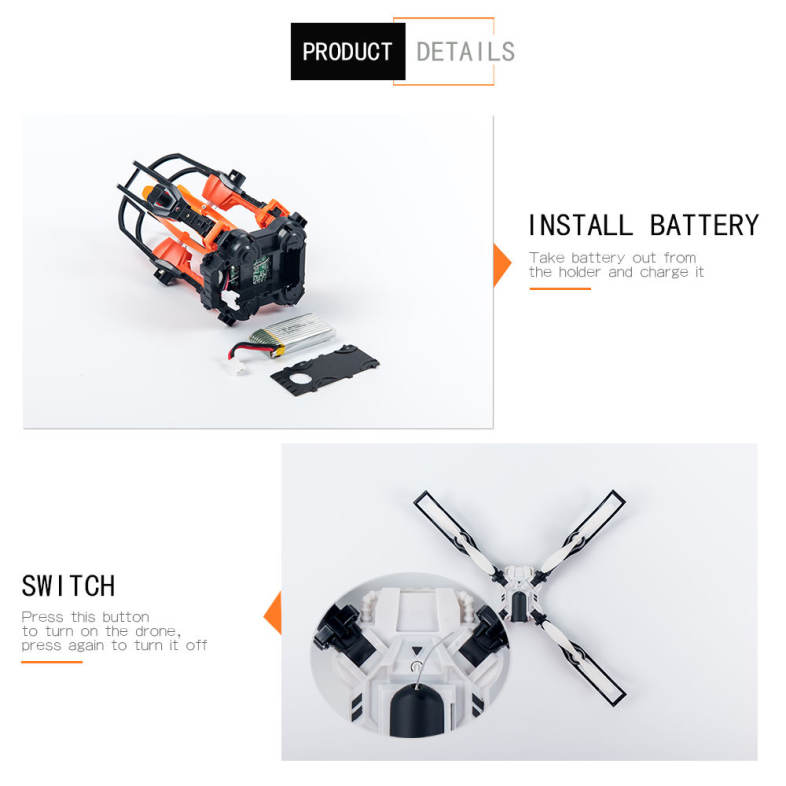 Flytec T15 Foldable 0.3MP WiFi Camera RC Quadcopter 2.4G 4CH 6-axis Gyro Headless High Hold Mode 3D Unlimited Flip Drone RTF