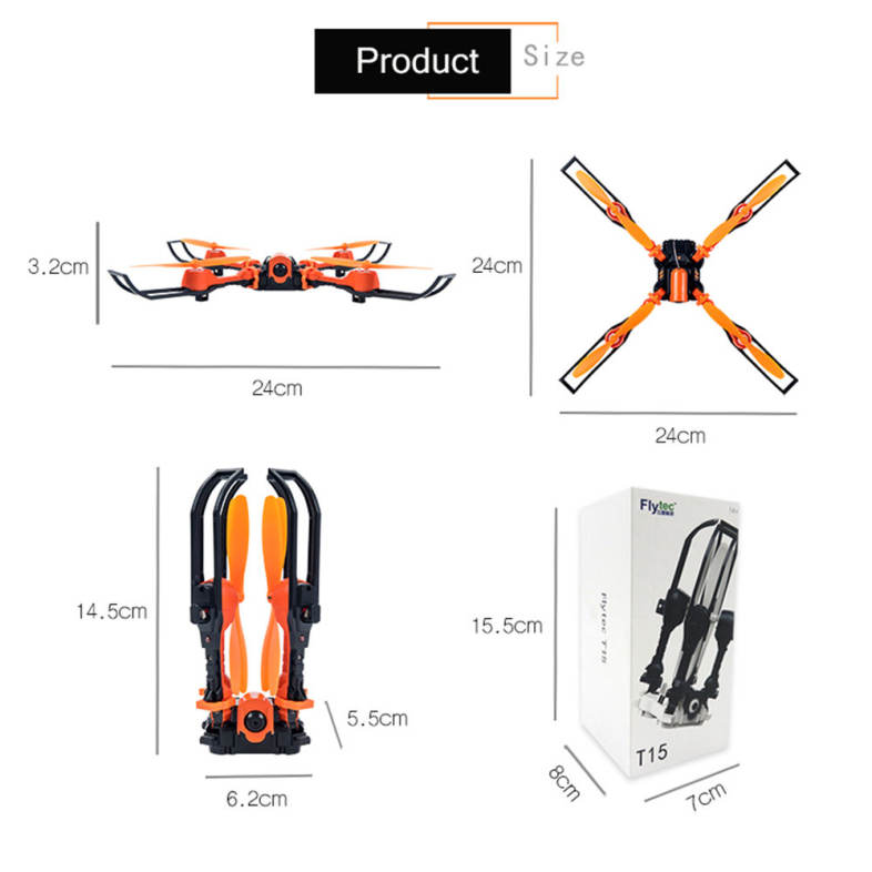 Flytec T15 Foldable 0.3MP WiFi Camera RC Quadcopter 2.4G 4CH 6-axis Gyro Headless High Hold Mode 3D Unlimited Flip Drone RTF