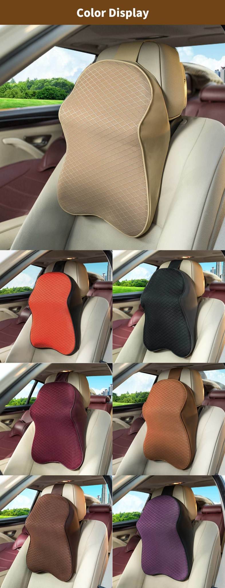 Car Seat 3D Headrest Pad Memory Foam Pillow Neck Cushion