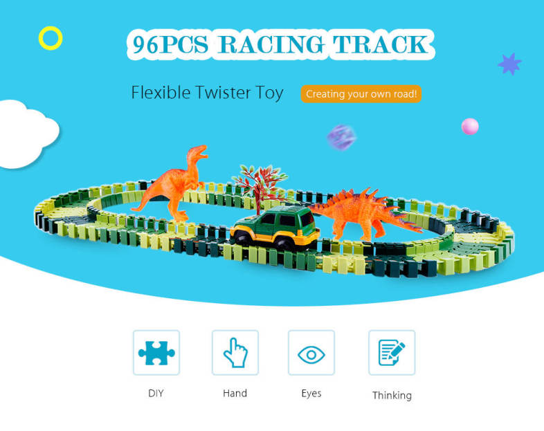 YALONGFA 96PCS NO.318 DIY Racing Track Assembly Flexible Twister Car Toy