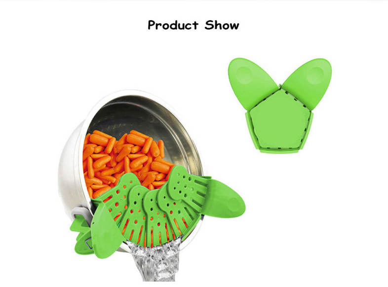 Folding Silicone Kitchen Strainer Clip Pan Drain Rack