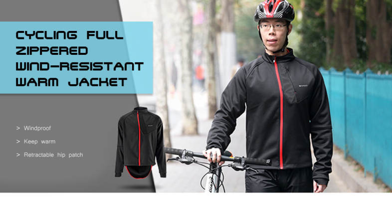 SAHOO Cycling Windproof Full Zippered Windproof Polyester Fabric Jacket 