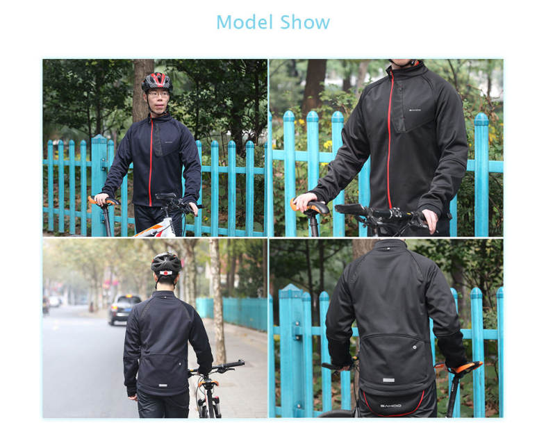SAHOO Cycling Windproof Full Zippered Windproof Polyester Fabric Jacket 