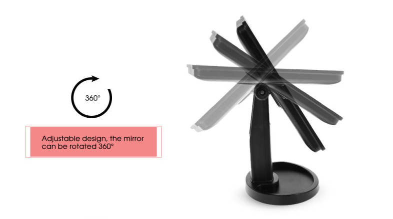 360 Degree Rotating LED Touch Screen Large Makeup Mirror