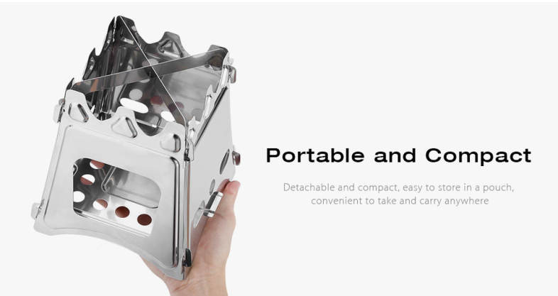 Outlife Outdoor Pocket Stainless Steel Folding Alcohol Stove for Cooking Camping