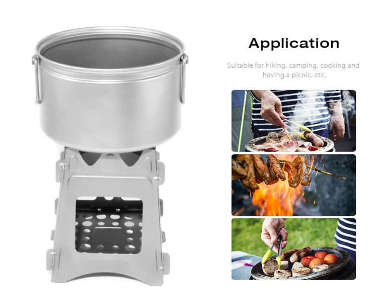 Outlife Outdoor Pocket Stainless Steel Folding Alcohol Stove for Cooking Camping