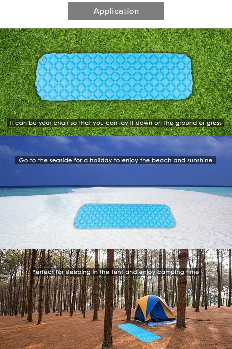 Bluefield Inflatable Camping Outdoor Sleeping Air Mattress Mat Pad Bed with Attached Pillows