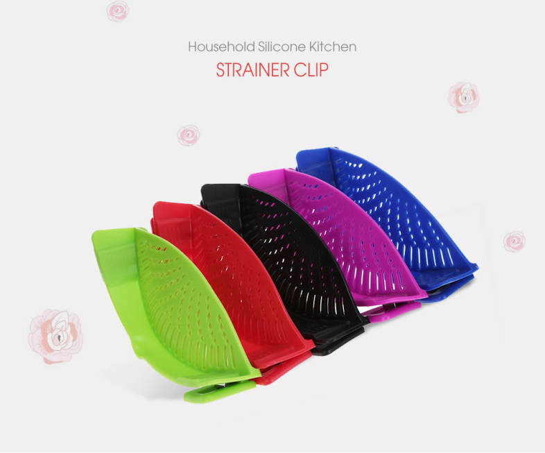 Silicone Kitchen Strainer Clip Pan Drain Rack