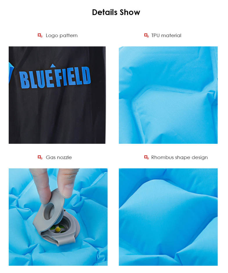 Bluefield Outdoor Inflatable Single Mummy Sleeping Pad Camping Cushion Air Bed Mat