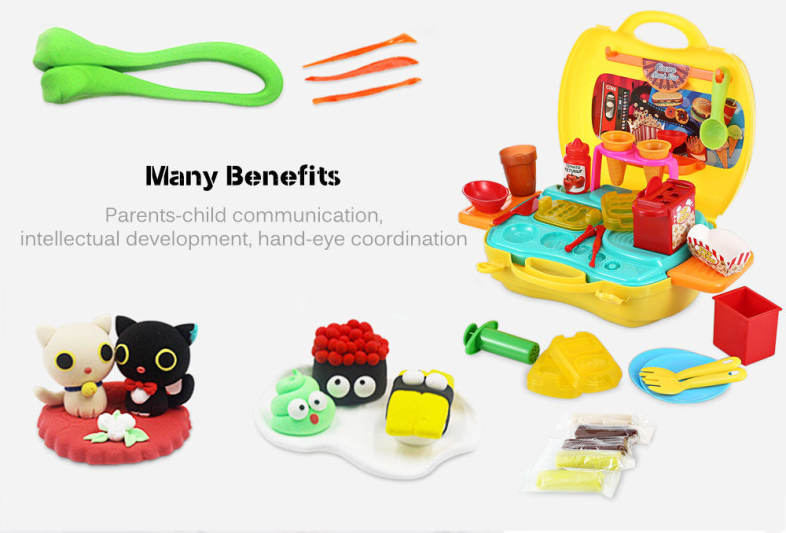 BOWA Colorful Dough Suitcase Kids Play Set Cinema Snack Bar  