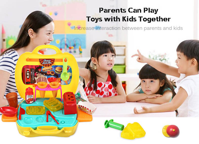 BOWA Colorful Dough Suitcase Kids Play Set Cinema Snack Bar  