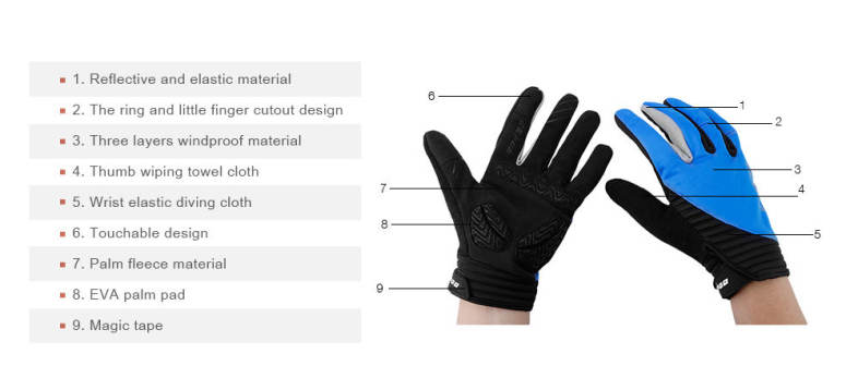 Sahoo Paired Unisex Outdoor Bicycle Touchable Screen Windproof Warm Riding Gloves