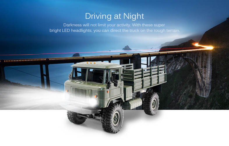 WPL B - 24 1:16 2.4G Mini Off-road RC Military Truck RTR Four-wheel Drive / 10km/h Maximum Speed