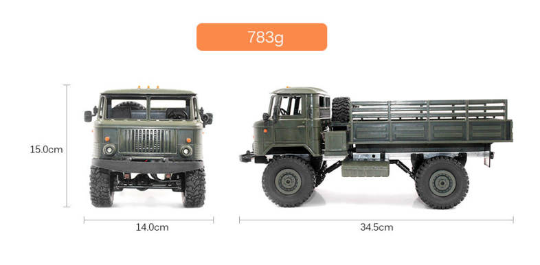 WPL B - 24 1:16 2.4G Mini Off-road RC Military Truck RTR Four-wheel Drive / 10km/h Maximum Speed