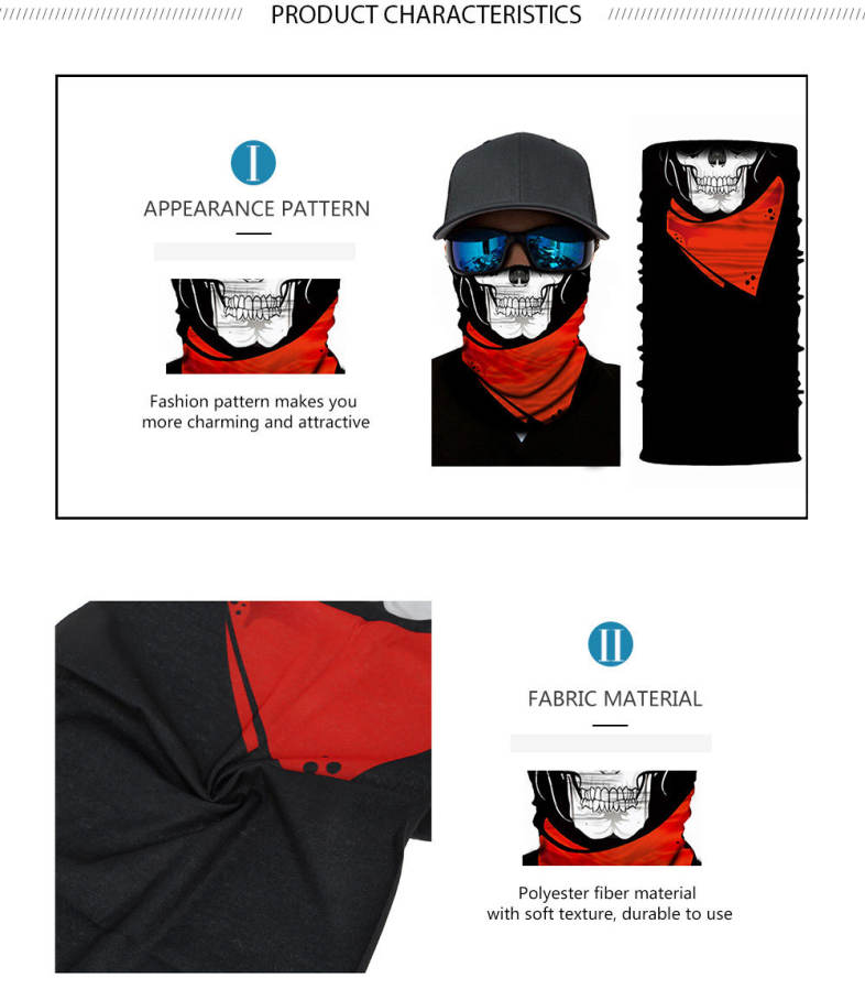Multifunctional Skull Pattern Face Mask Cycling Outdoor Sports Headscarf