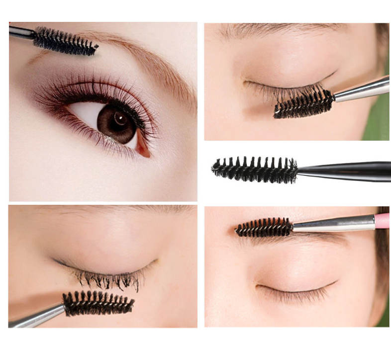 Dual Use Spiral Eyelash Brush Rhinestone Acrylic Handle Comb Makeup Tool
