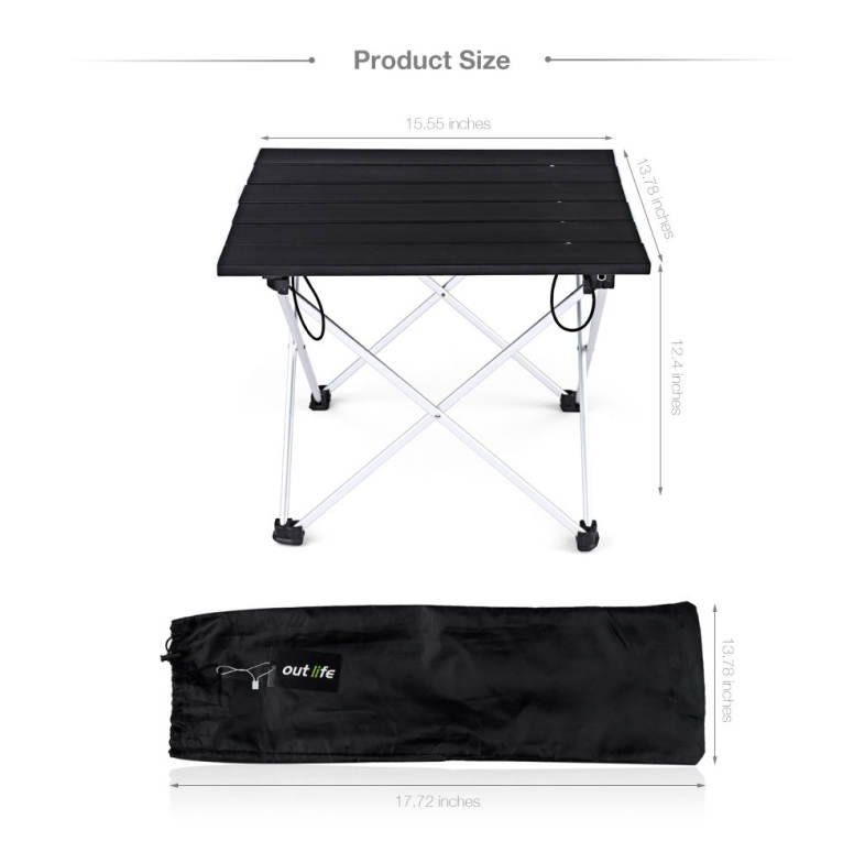 Outlife Lightweight Outdoor BBQ Camping Picnic Aluminum Alloy Folding Table