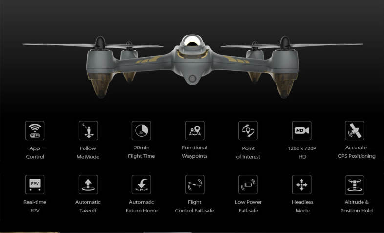HUBSAN H501M X4 GPS Brushless RC Drone RTF WiFi FPV 1280 x 720P / Waypoints / Follow Me Mode