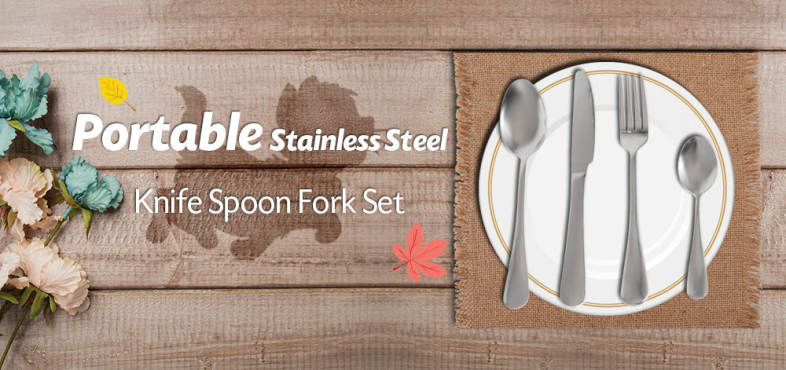 4PCS Stainless Steel Knife Spoon Fork 