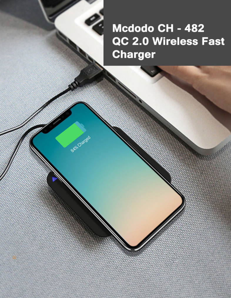 Mcdodo CH - 482 QC 2.0 Single Coil Wireless Fast Charger 10W / 5W Phone Holder for iPhone X / 8 / 8 Plus