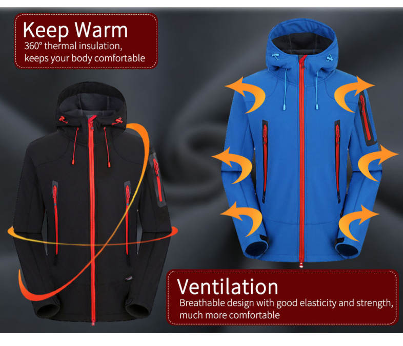 Outdoor Soft Shell Jacket Waterproof Breathable Coat for Men