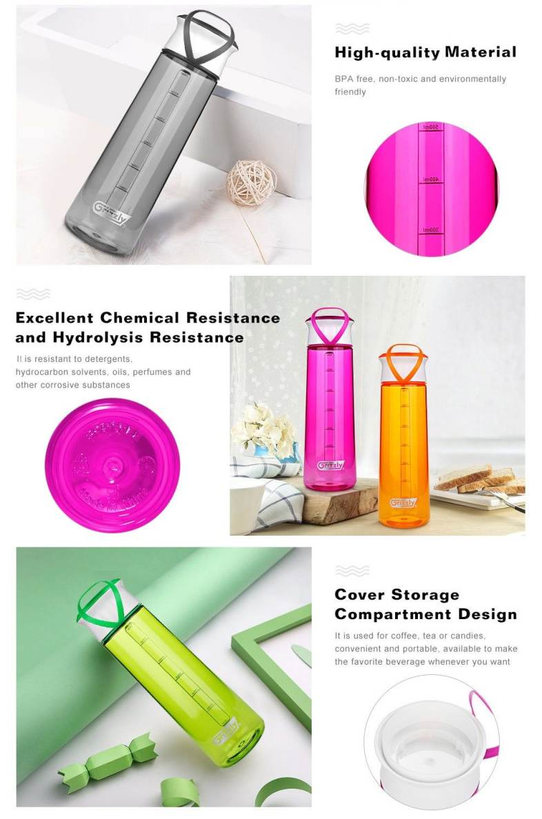 Grizzly ES8110 700ML BAP-free Portable Unbreakable Transparent Water Bottle Corrosion Resistance High Temperature Resistance