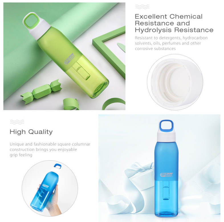 Grizzly ES8112 500ML BAP-free Unbreakable Transparent Water Bottle Corrosion Resistance High Temperature Resistance