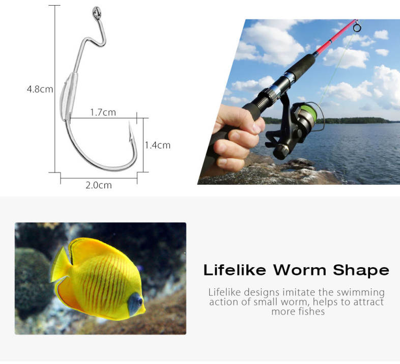 PRO BEROS 40pcs / Set Worm Fishing Lure Bass Bait Fish Hook Tackle 