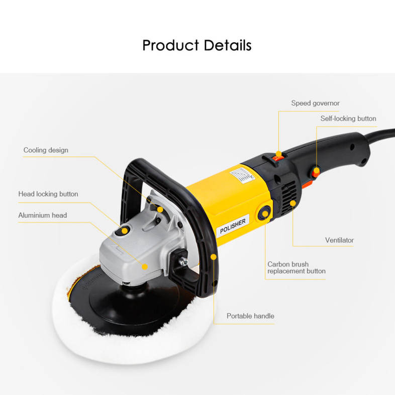 1200W Car Electric Polisher 6 Speed Grades Copper Wire Motor for Polishing Waxing 