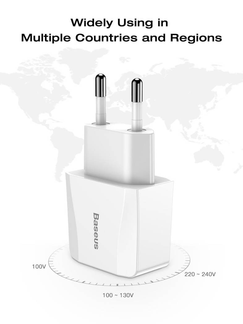Baseus Mini Dual USB Output Charger PC White ABS 5V 2.1A 