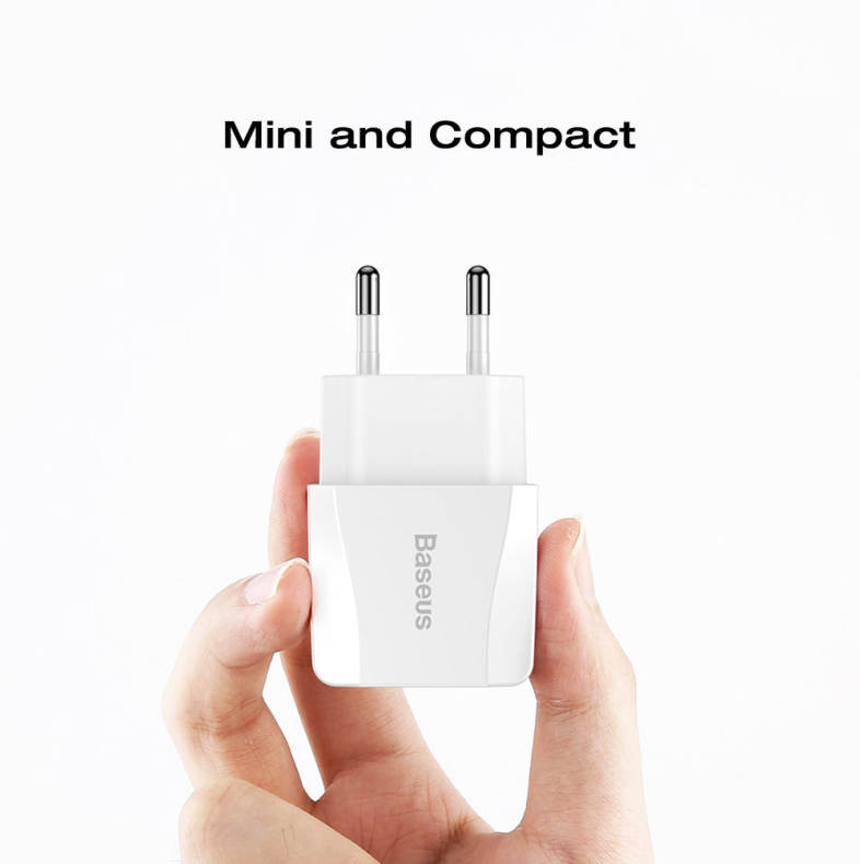 Baseus Mini Dual USB Output Charger PC White ABS 5V 2.1A 