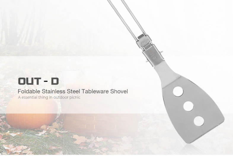 OUT - D CSS - 2 Outdoor Camping Hiking Picnic Spatula Foldable Stainless Steel Tableware Shovel