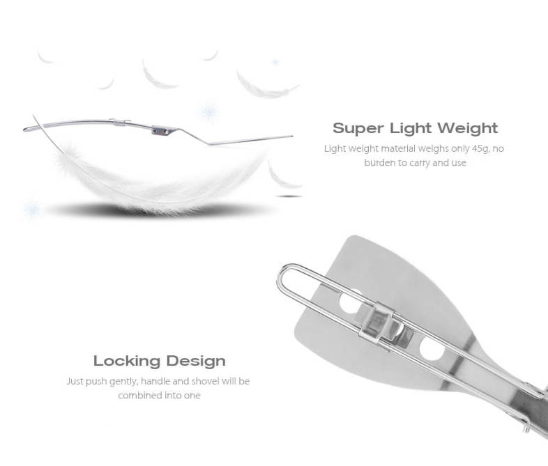 OUT - D CSS - 2 Outdoor Camping Hiking Picnic Spatula Foldable Stainless Steel Tableware Shovel