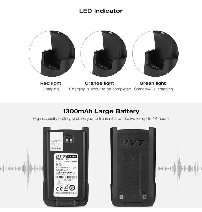 Hytera TC - 500S Analog Tow-way Radio 450 - 470MHz 1300mAh Portable Intercom 