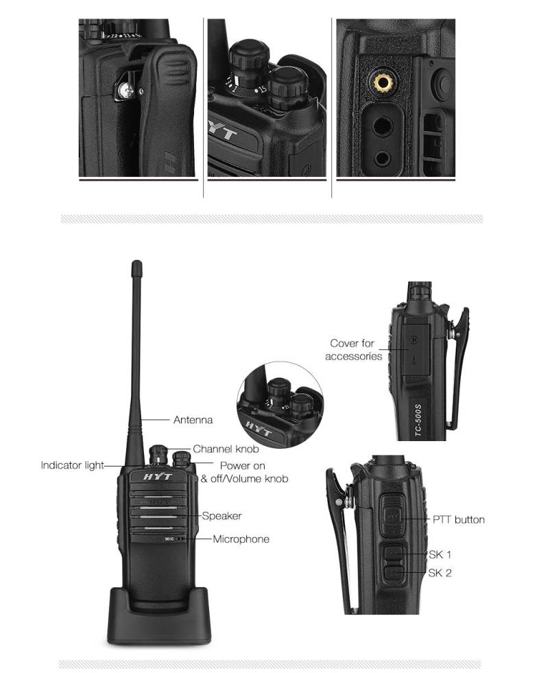 Hytera TC - 500S Analog Tow-way Radio 450 - 470MHz 1300mAh Portable Intercom 