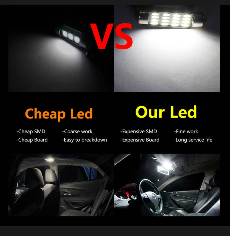 4PCS 41mm White 4014 Festoon 16 LED Interior Map Dome Canbus Error Free Light 874