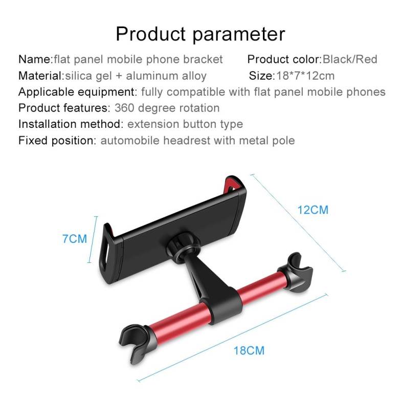 ZIQIAO 4 - 11 inch Extendable Car Headrest Back Seat Tablet Stand Mount Holder