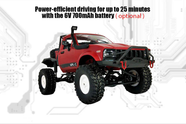 WPL C14 1:16 2.4G 2CH 4WD Mini Off-road RC Semi-truck with Metal Chassis / TPR Tires / 15km/h Top Speed