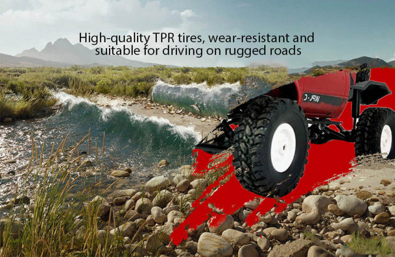 WPL C14 1:16 2.4G 2CH 4WD Mini Off-road RC Semi-truck with Metal Chassis / TPR Tires / 15km/h Top Speed