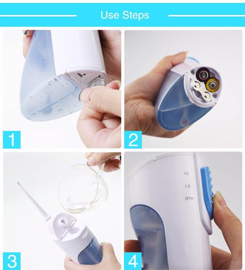 Portable Dry Battery Electric Dental Oral Irrigator Cordless Water Flosser