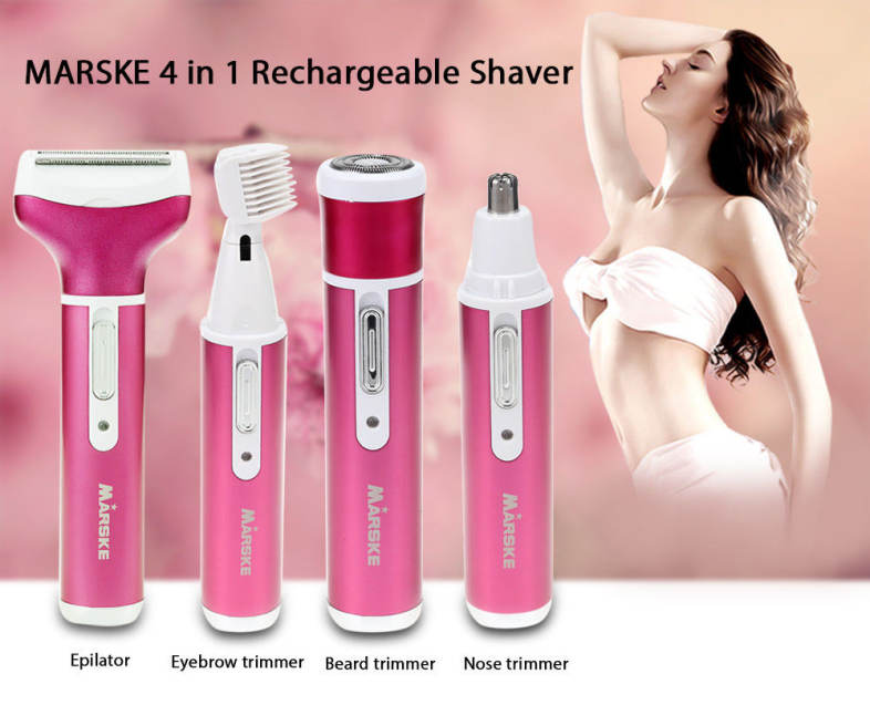 MARSKE 4 in 1 Rechargeable Shaver Epilator Razor Nose Eyebrow Trimmer
